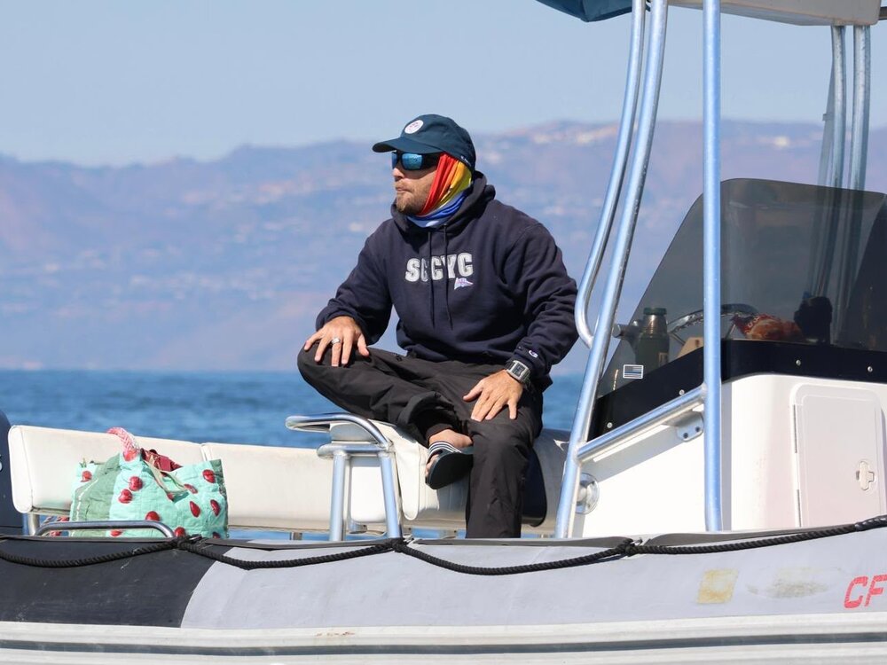 Manny Resano coaching from the coach boat off California